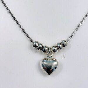 Silpada Sterling Silver Puffy Heart Necklace with Beads